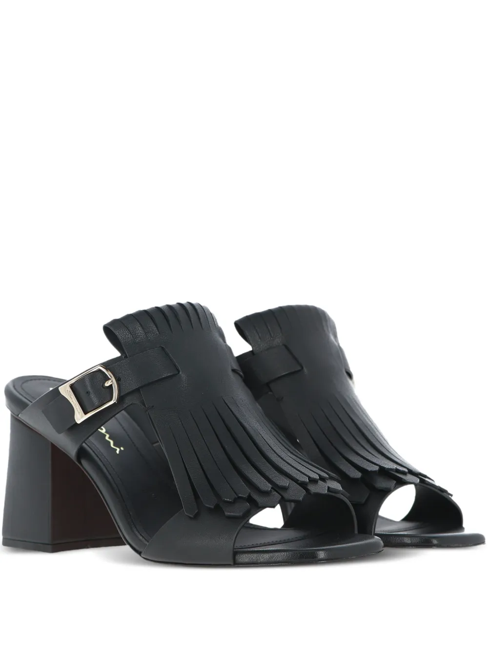 Santoni 75mm Calyps75fr Fringed-detail Buckle Pumps In Black