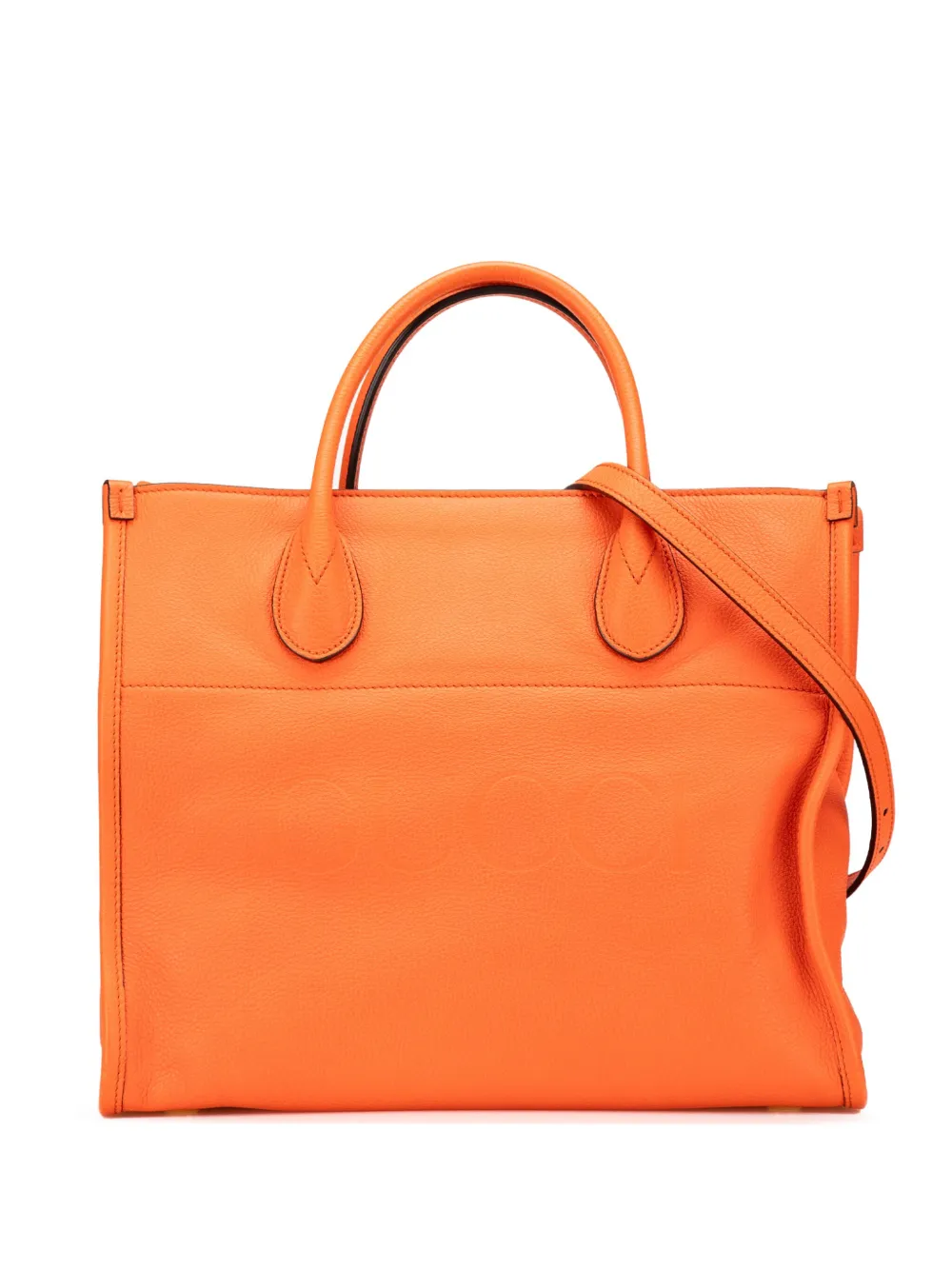 Gucci Pre-Owned Borsa tote piccola convertibile in pelle di vitello zigrinata con logo 2016 a oggi | arancione | Image 1