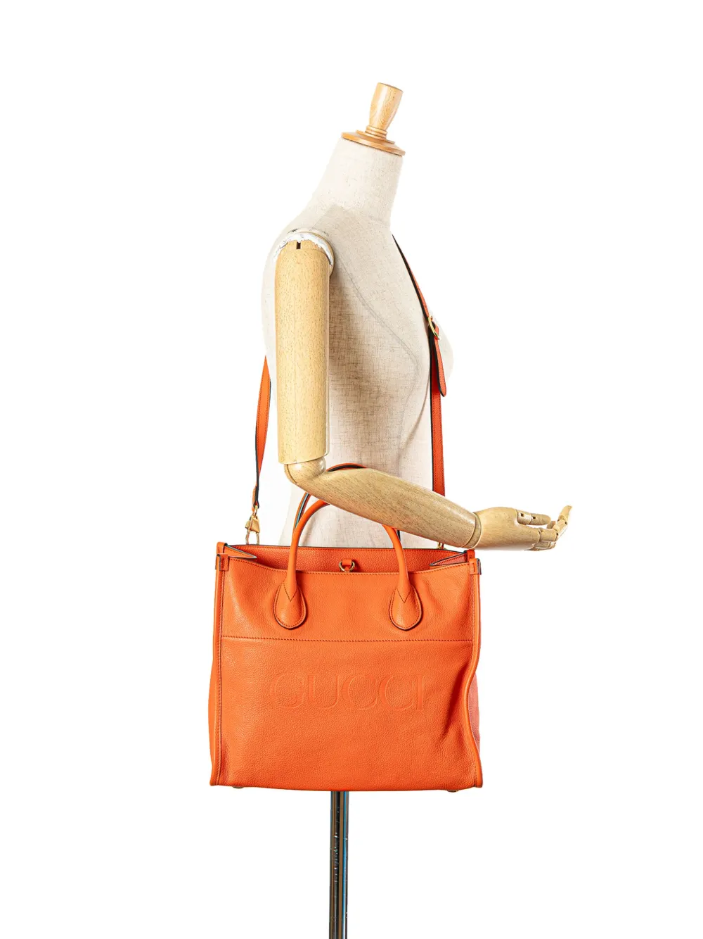 Gucci Pre-Owned Borsa tote piccola convertibile in pelle di vitello zigrinata con logo 2016 a oggi | Image 7