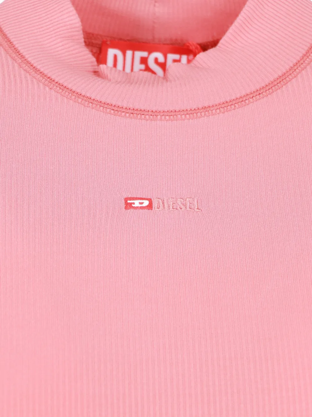 Diesel T-mokky-microdiv Ribbed T-shirt In Pink