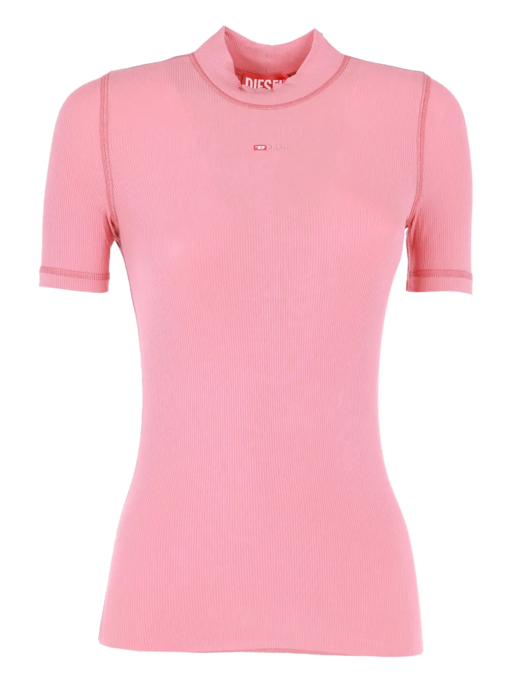 Diesel T-mokky-microdiv Ribbed T-shirt In Pink
