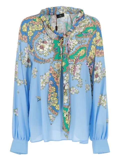 ETRO floral-paisley-pattern tie-neck top