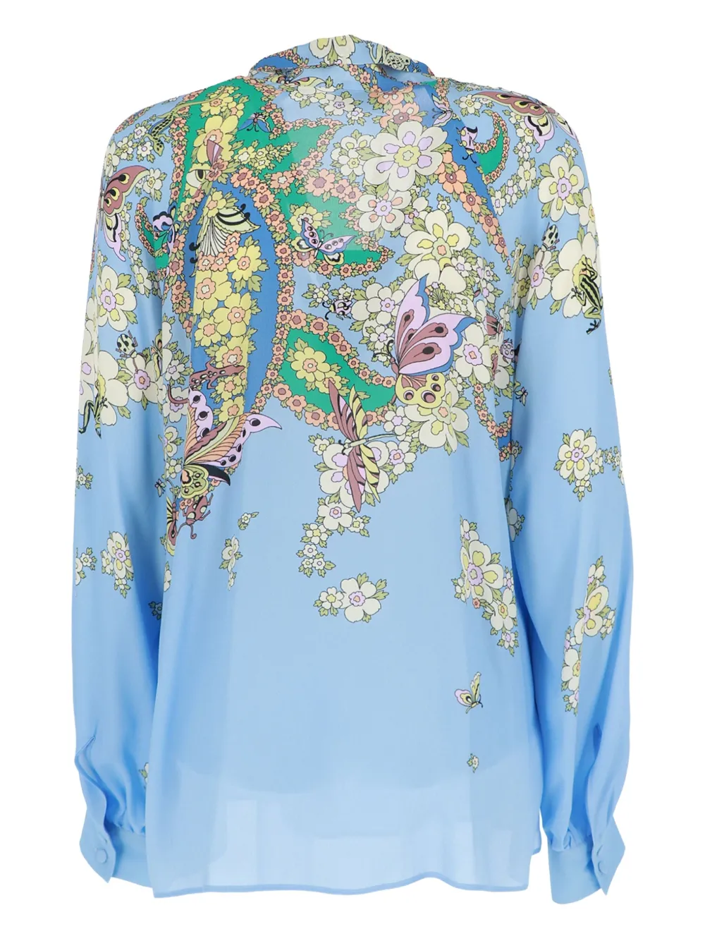 ETRO Top met paisley-print en gestrikte hals - Blauw