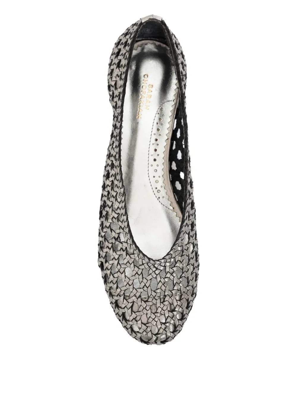 Sarah Chofakian Mosaico metallic woven ballet flats Silver