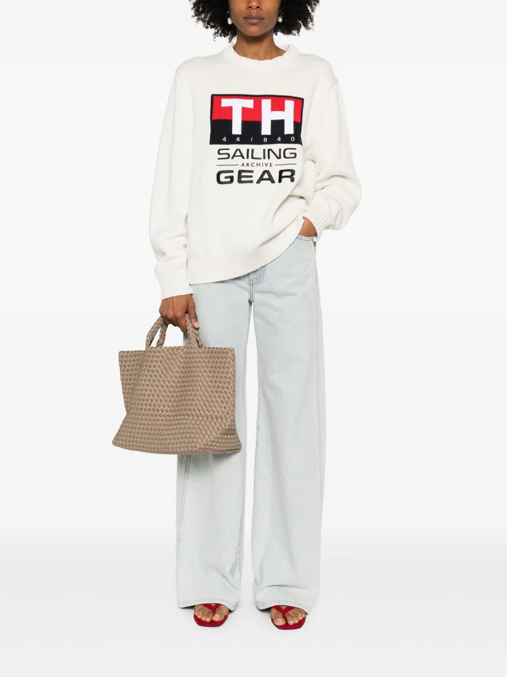 Tommy Hilfiger Trui met intarsia-logo Wit