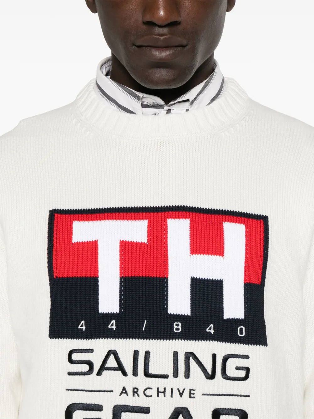Tommy Hilfiger Trui met intarsia-logo Wit