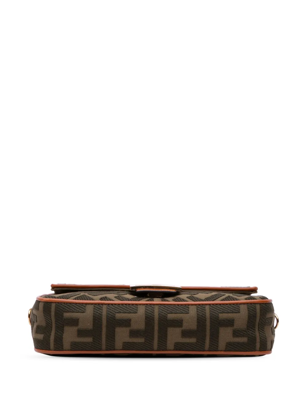 Pre-owned Fendi 2010-2024 Zucca Embroidered Canvas Baguette Satchel In Brown
