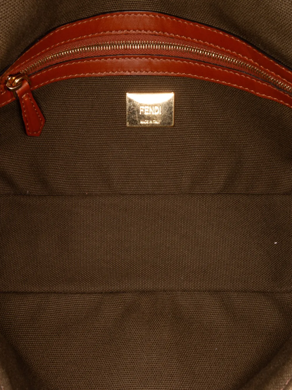Pre-owned Fendi 2010-2024 Zucca Embroidered Canvas Baguette Satchel In Brown