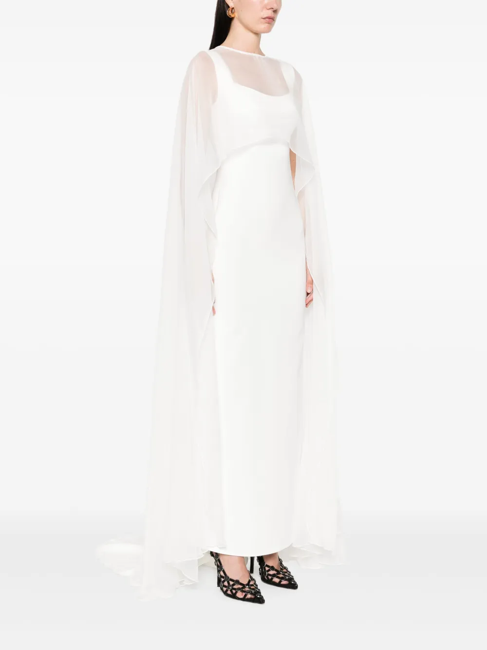Atu Body Couture Maxi-jurk met afneembare cape Wit