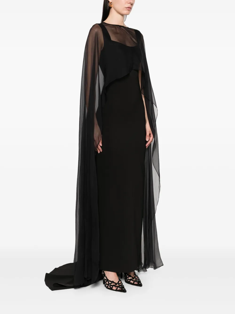 Atu Body Couture Maxi-jurk met afneembare cape Zwart