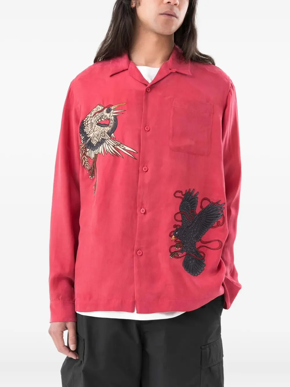 Maharishi 1494 Crow & Heron shirt - Roze