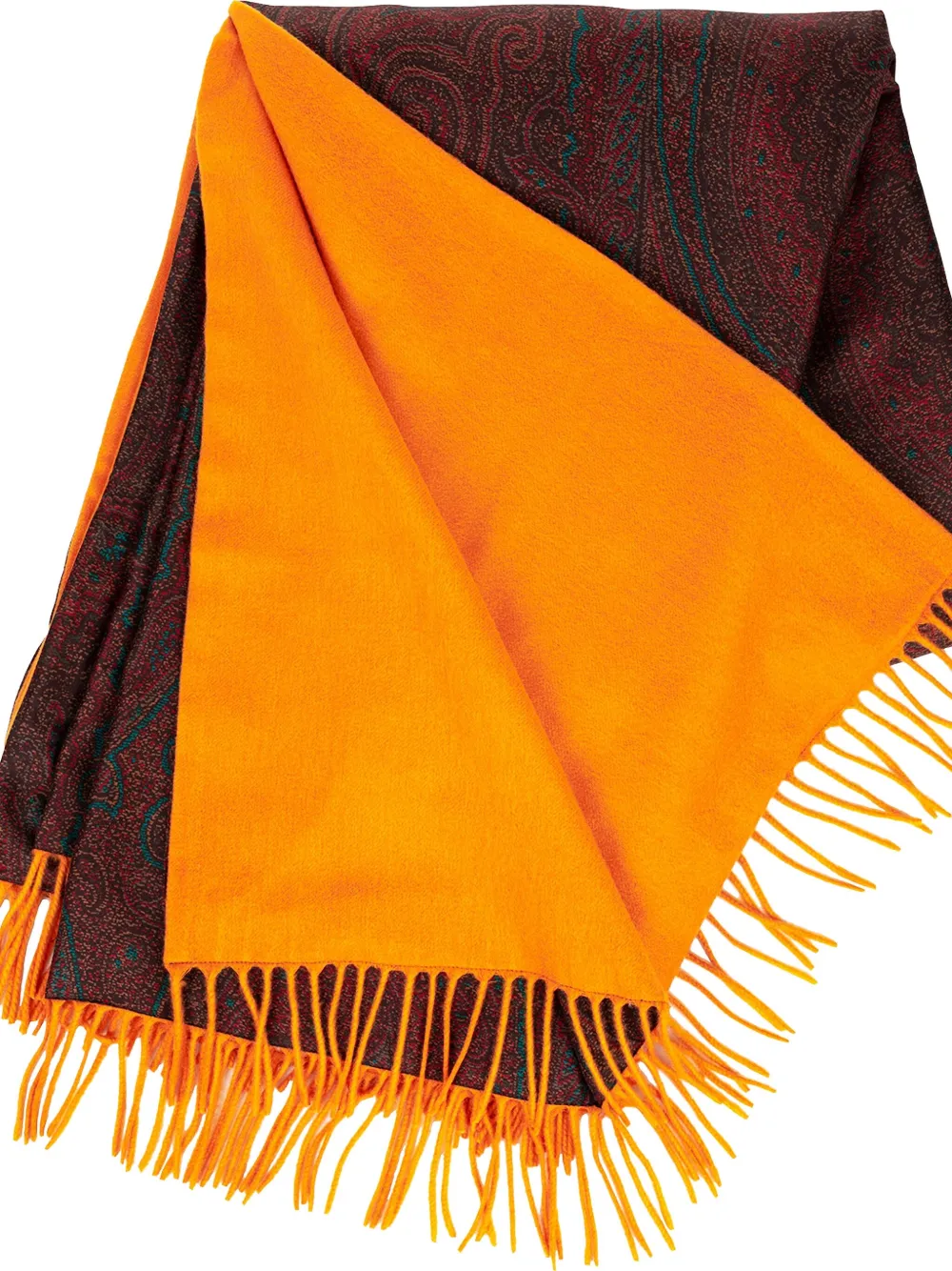 Etro Paisley-pattern Fringed Scarf In Brown