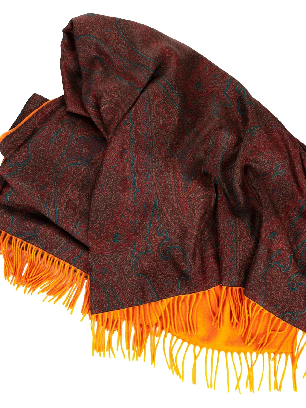 Etro Paisley-pattern Fringed Scarf In Brown