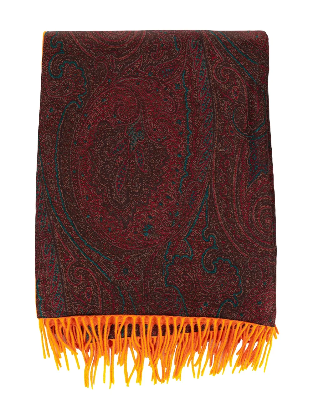 Etro Paisley-pattern Fringed Scarf In Brown