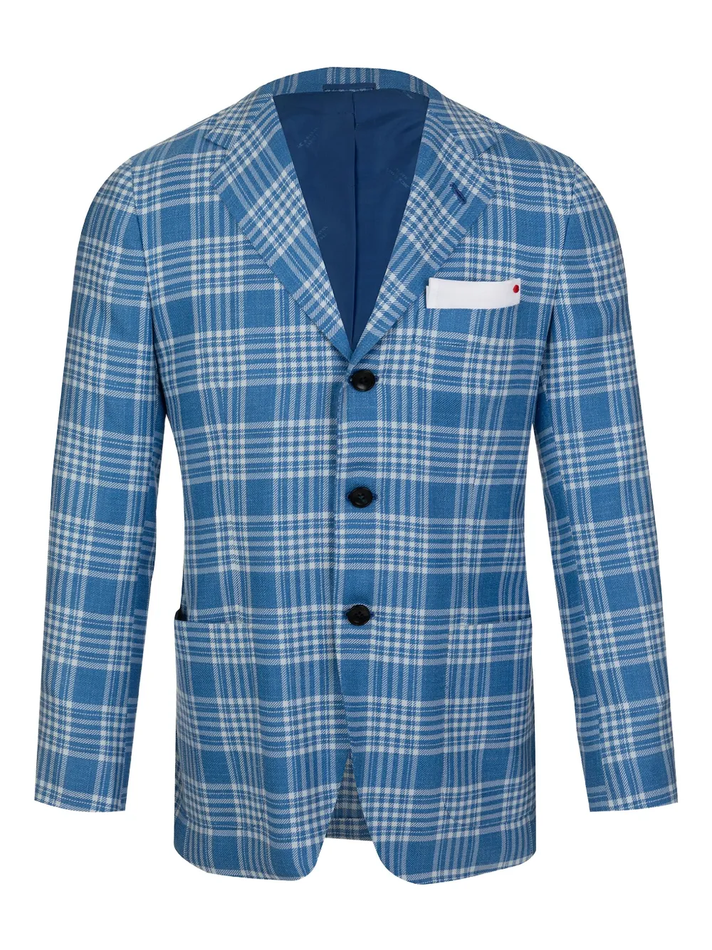 Kiton check-pattern pockets blazer | Blue | Image 1