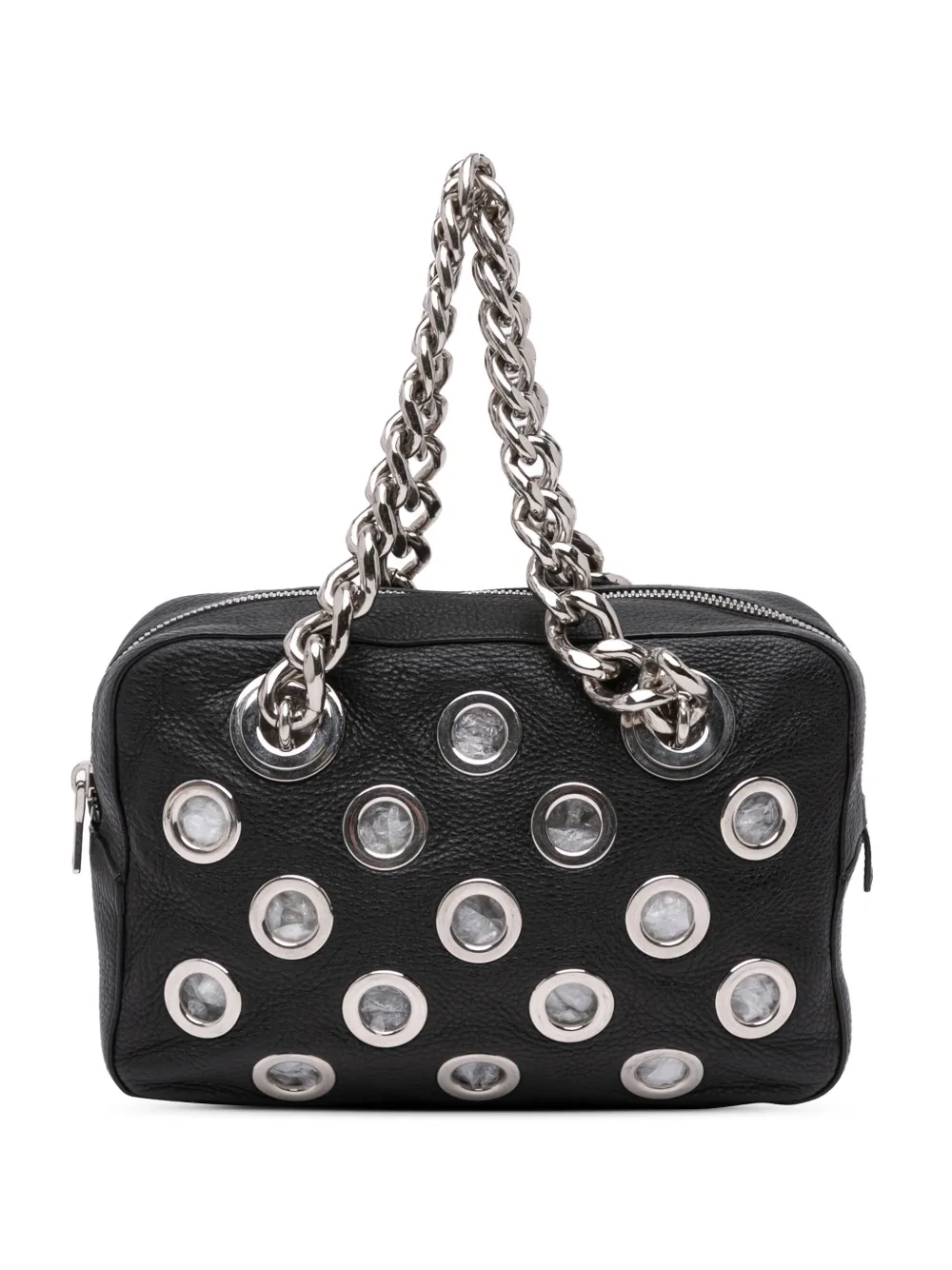 Prada Pre-Owned 2000-2024 Vitello Daino Grommet Chain shoulder bag | Black | Image 1