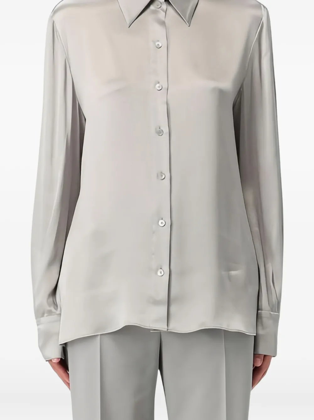 Alberta Ferretti Camicia in raso con bottoni - Grigio