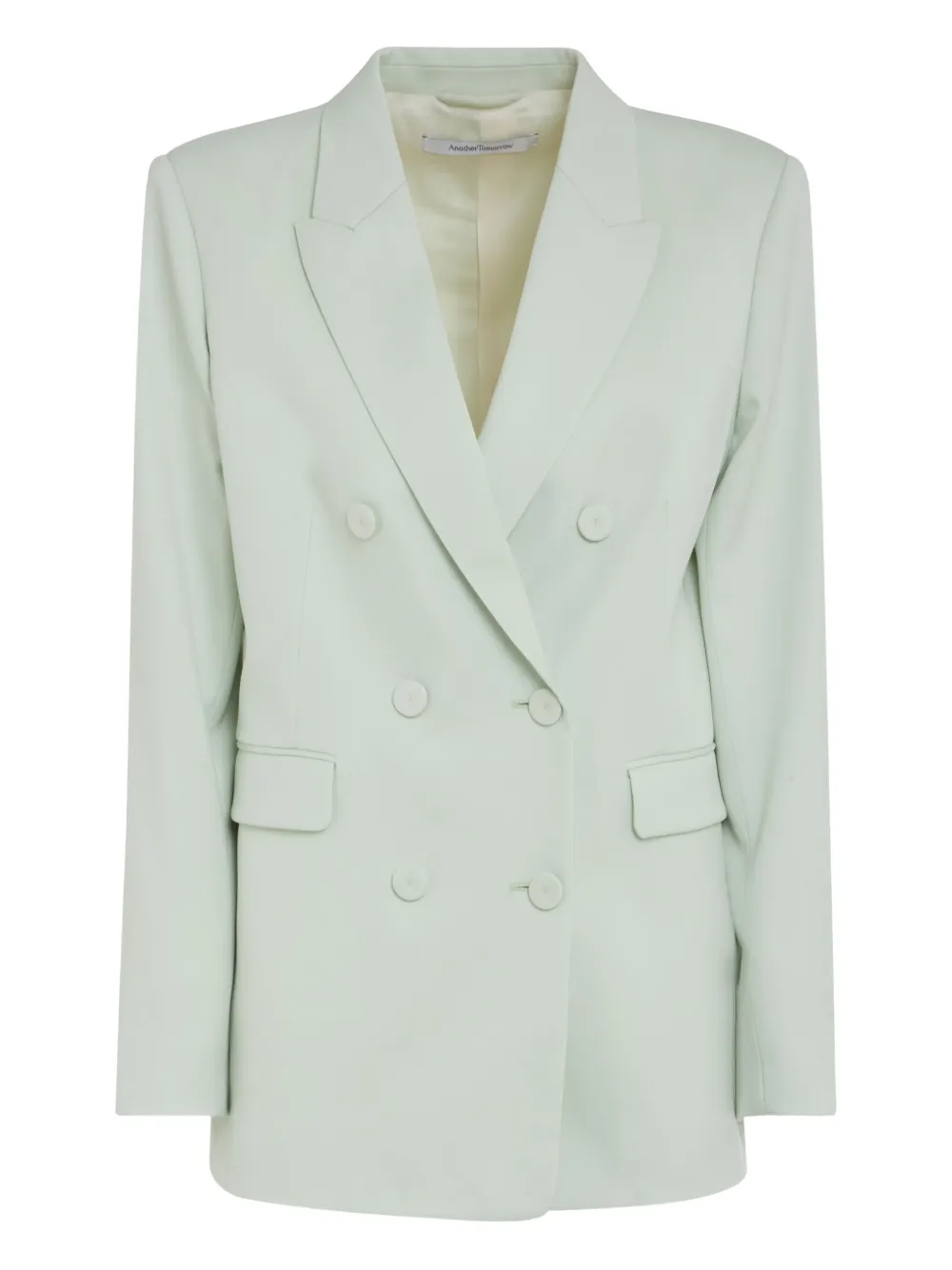 Another Tomorrow Wollen blazer met dubbele rij knopen Groen