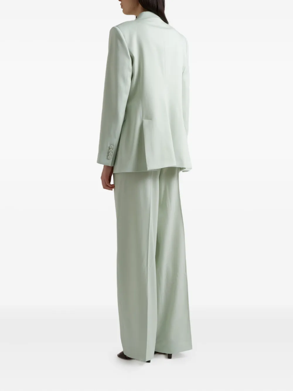 Another Tomorrow Wollen blazer met dubbele rij knopen Groen
