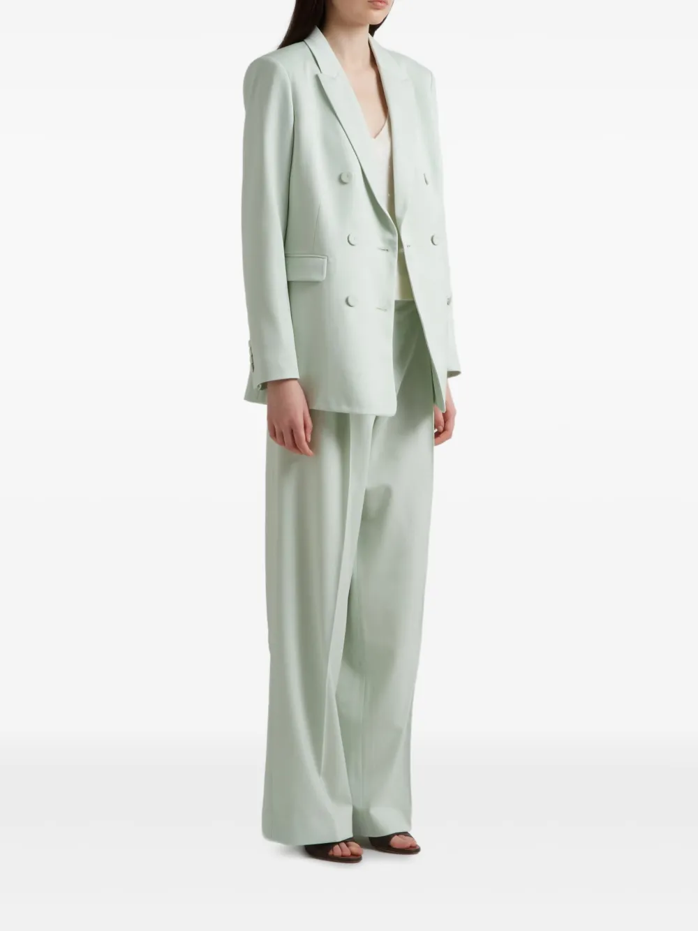 Another Tomorrow Wollen blazer met dubbele rij knopen Groen