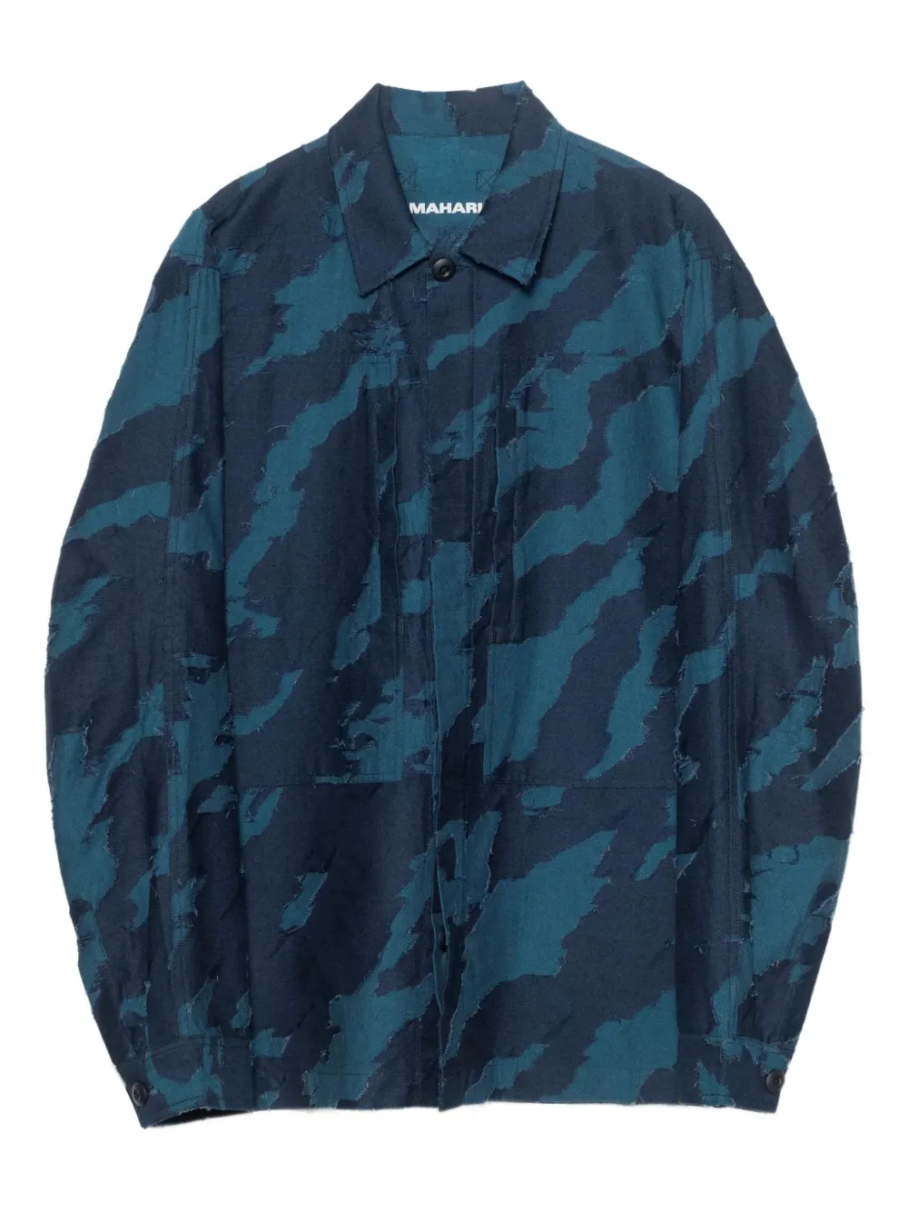 Maharishi camisa con estampado militar y botones | azul | Image 1