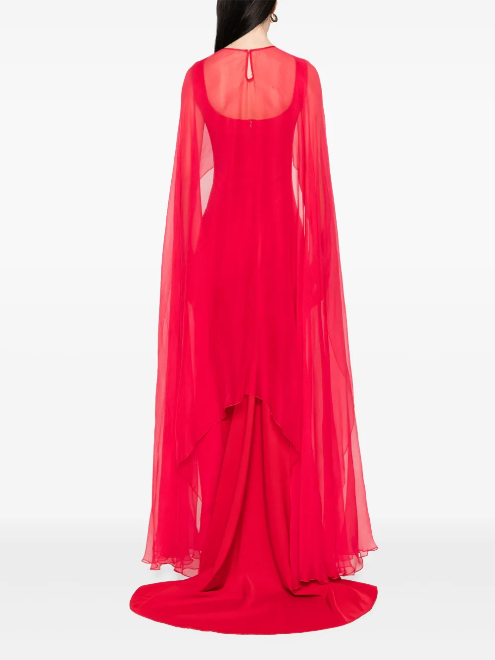 Shop Atu Body Couture Detachable-cape Maxi Dress In Red