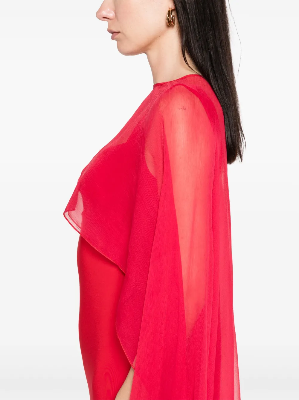 Shop Atu Body Couture Detachable-cape Maxi Dress In Red