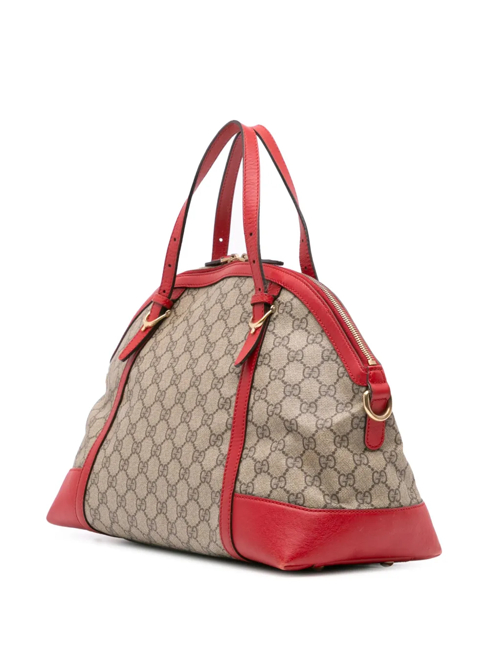 Pre-owned Gucci 2016-2024 Large Gg Supreme Nice Dome Satchel In Brown