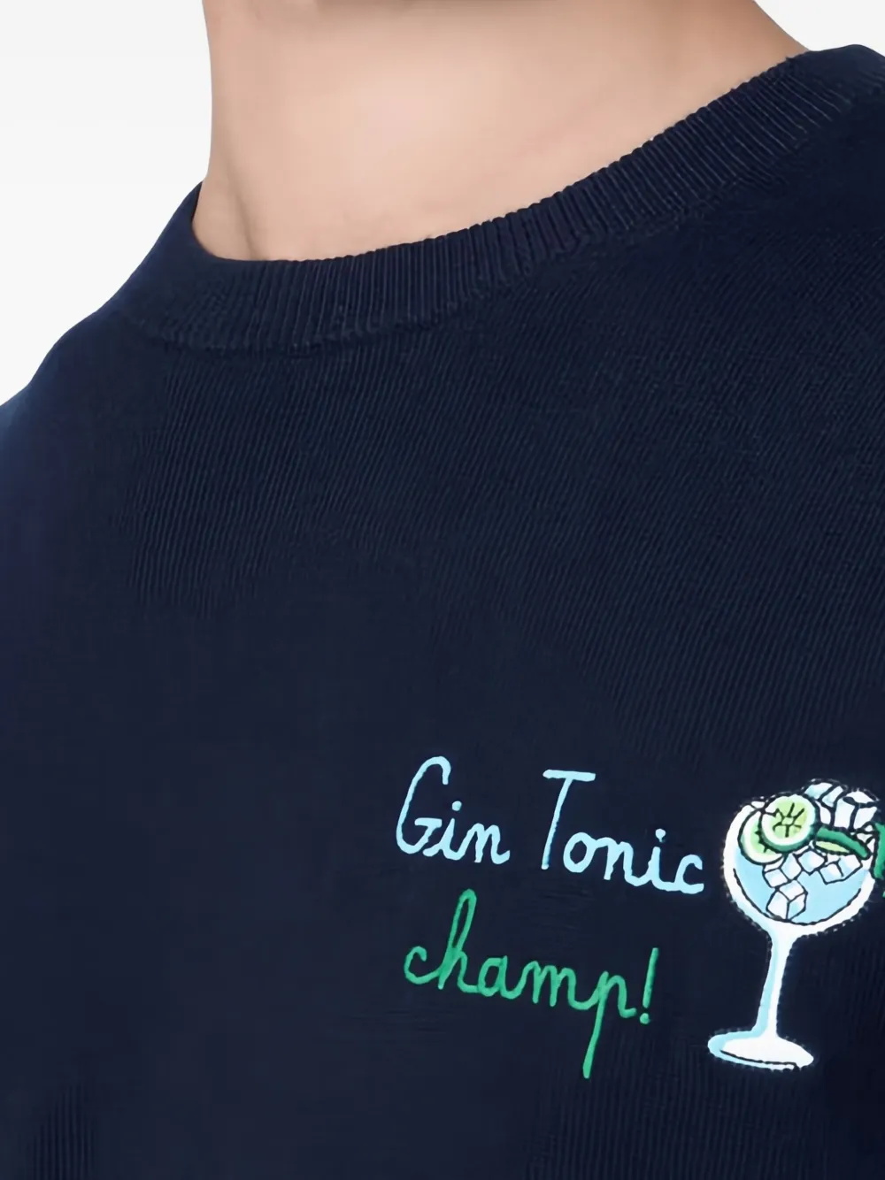 Mc2 Saint Barth Heron Embroidered Sweater In Blue