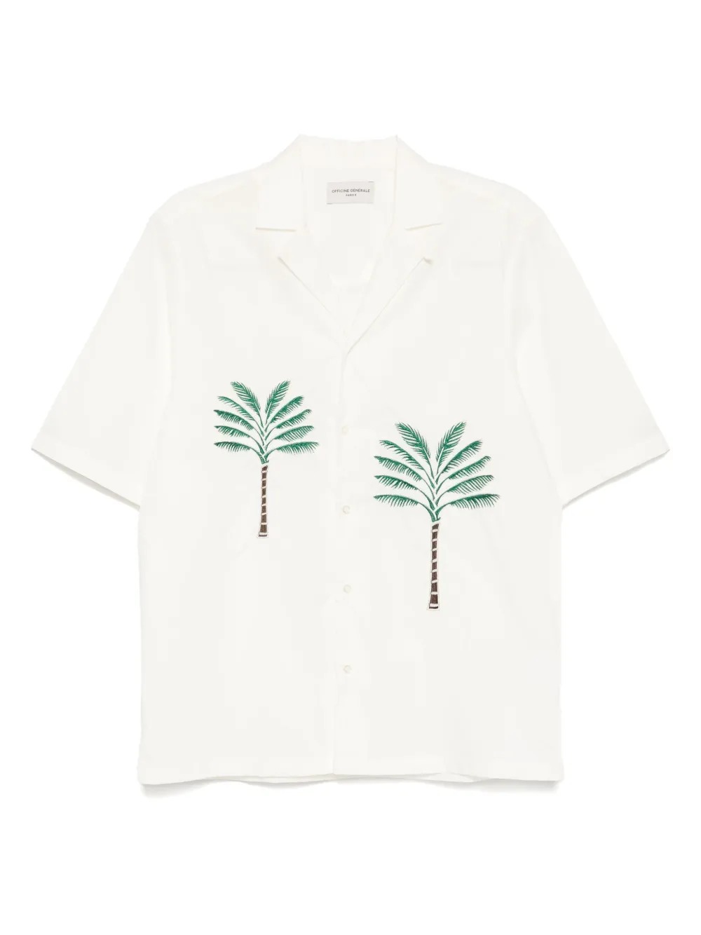 Officine Generale Luis overhemd met palmboomprint Beige