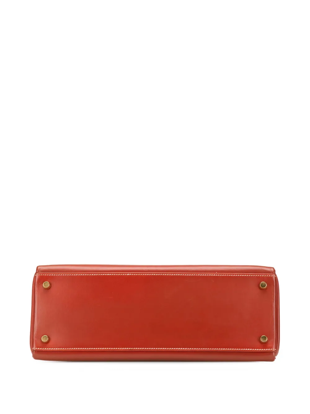 Pre-owned Hermes 1995 Box Calf Kelly Retourne 32 Satchel In Red