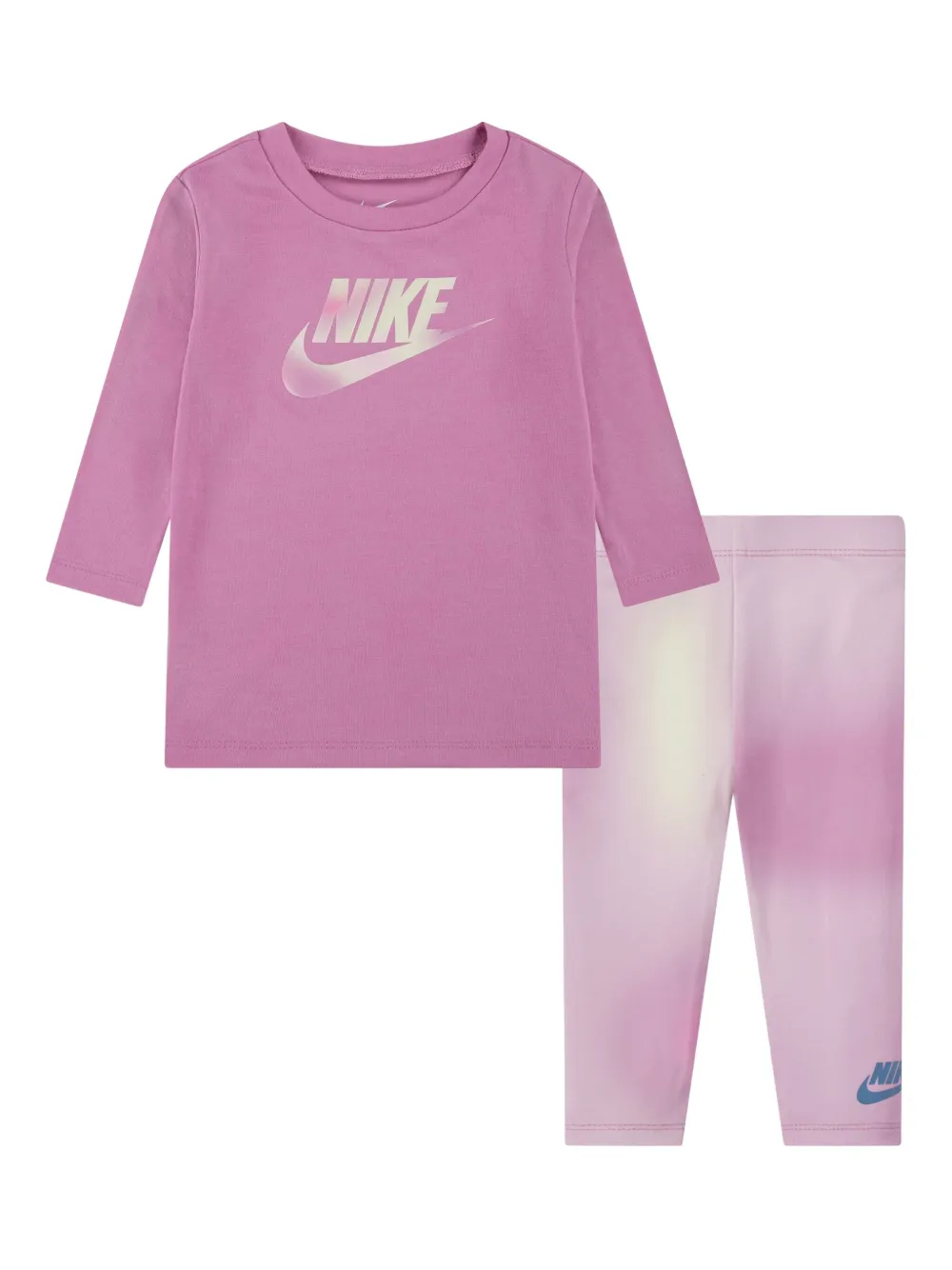 Nike Kids T-shirt en shorts met logoprint Roze