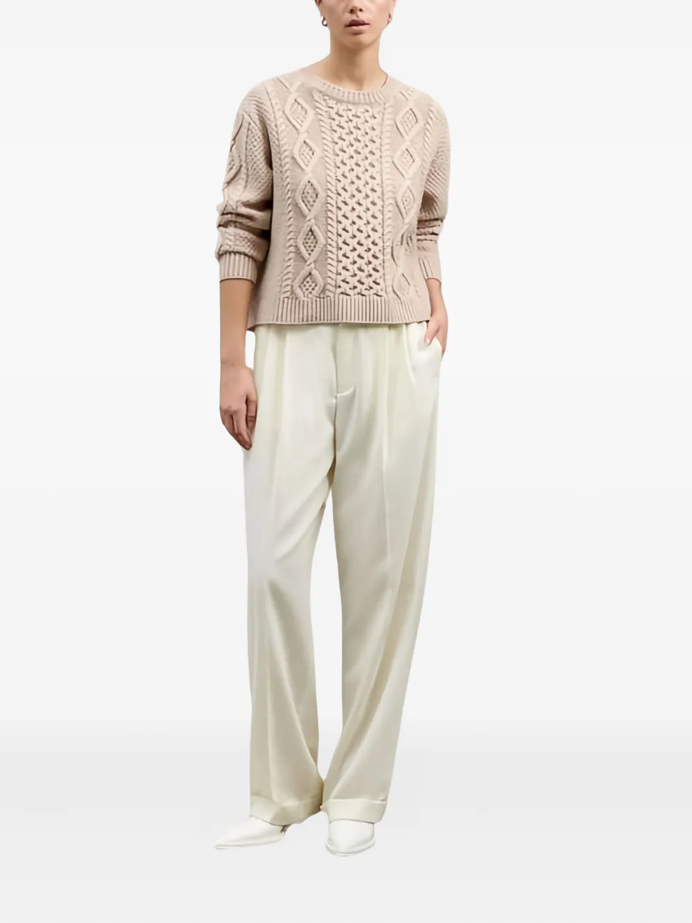 Peuterey Tracy Ws Cable-knit Sweater In Neutral