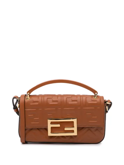 Fendi Pre-Owned 2010-2024 Zucca Embossed Leather Baguette Phone Pouch satchel