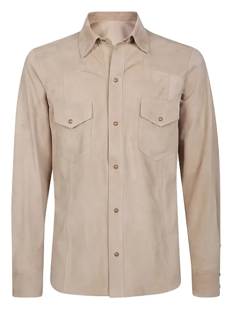 Eleventy pocket leather shirt