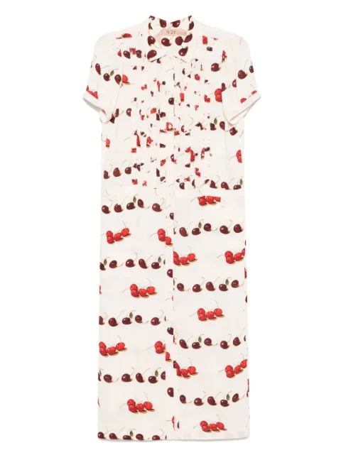 Nº21 vestido midi con cerezas estampadas
