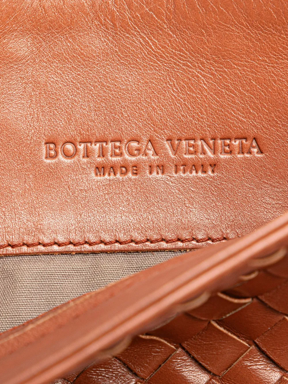 Pre-owned Bottega Veneta 2008 Leather Intrecciato Crossbody Bag In Brown