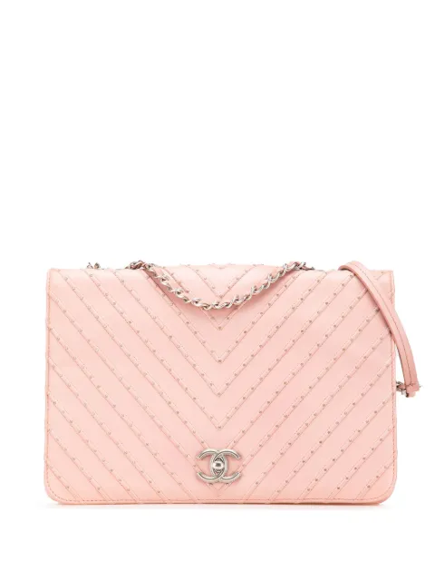 CHANEL Pre-Owned 2018 Chevron Calfskin Studded Full Flap crossbody bag