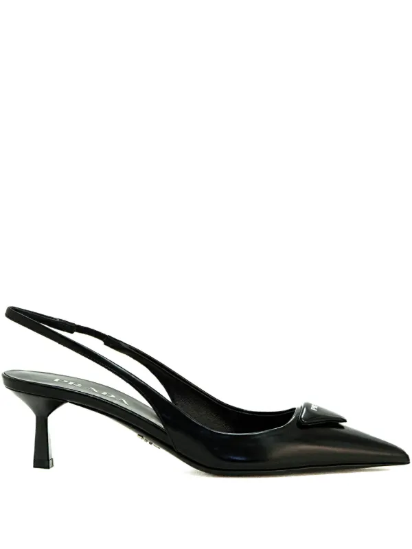 Prada 55mm Leather Pumps | Black | FARFETCH SG
