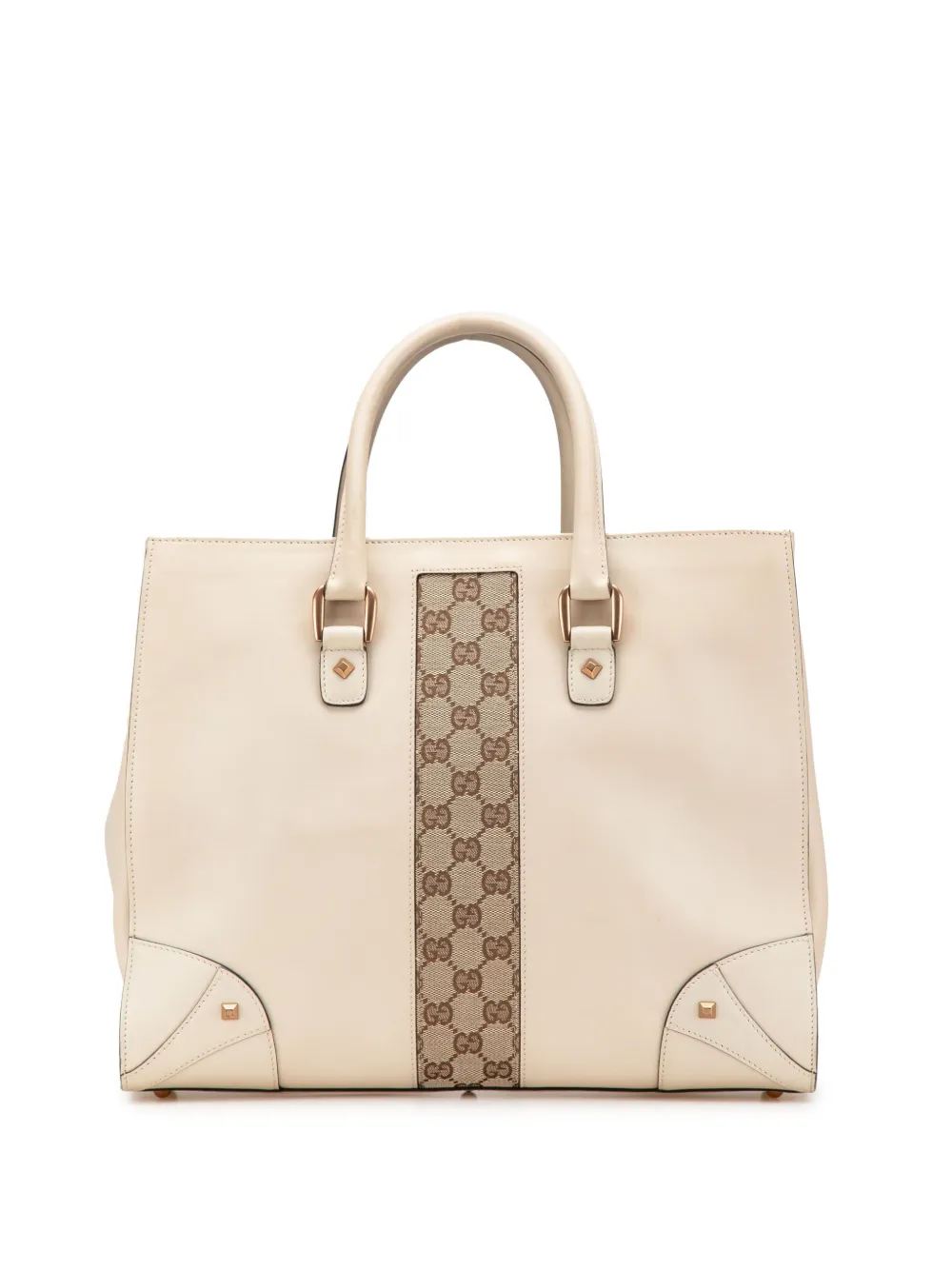 Gucci Pre-Owned Borsa tote Nailhead in tela GG e pelle di vitello 2000-2015 | bianco | Image 1