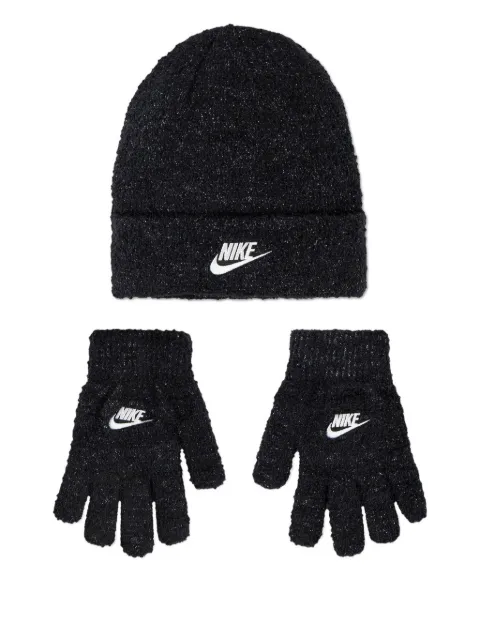 Nike Kids textured-knit beanie and gloves