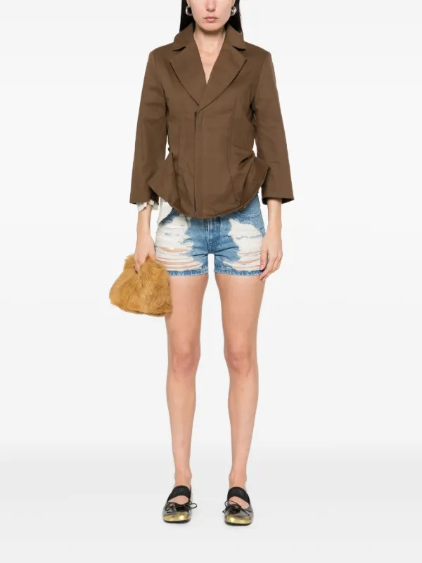MM6 Maison Margiela Ripped Denim Shorts | Blue | FARFETCH