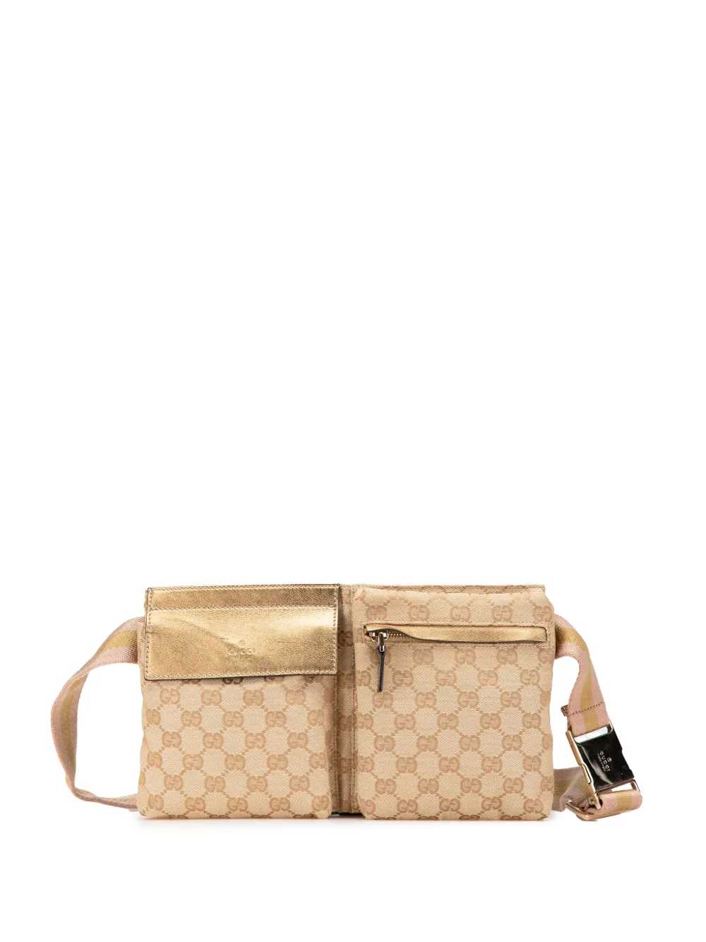 Gucci Pre-Owned 2000-2015 GG Canvas Web Double Pocket belt bag | Brown | Image 1