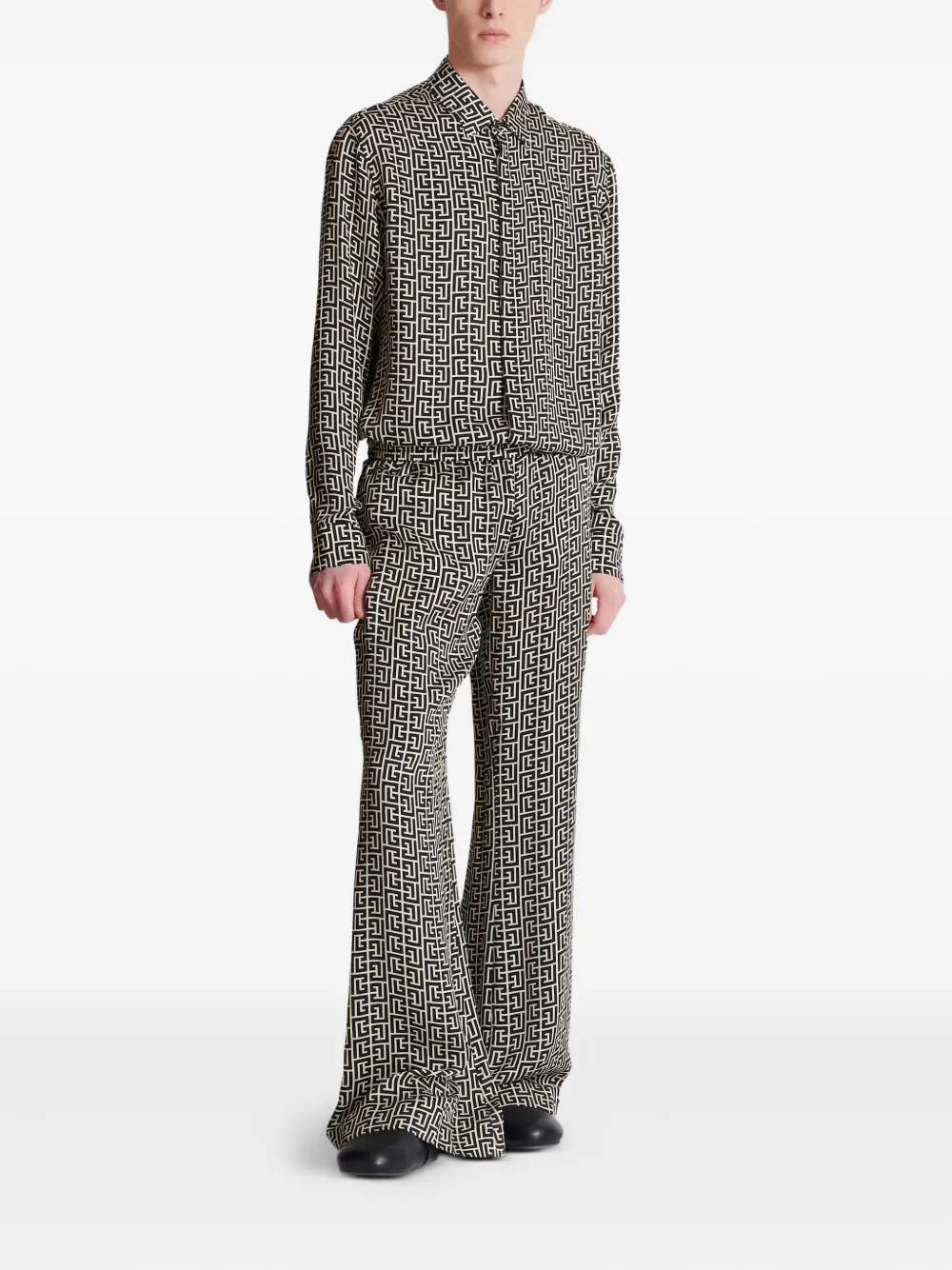 Balmain Broek met monogram-print - Zwart