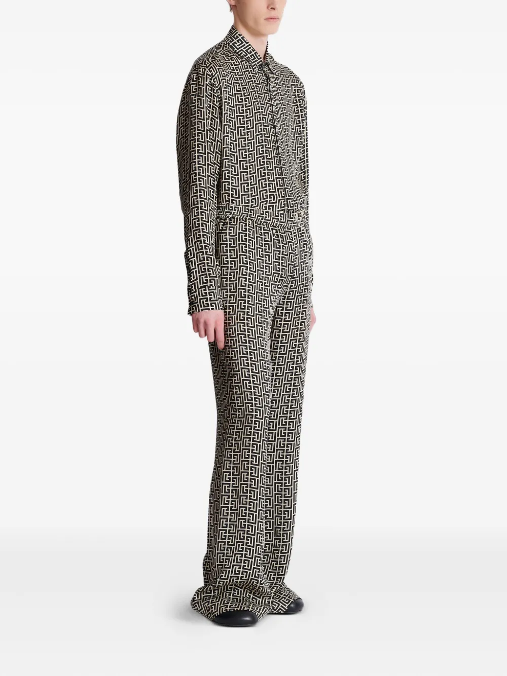 Balmain Broek met monogram-print Zwart