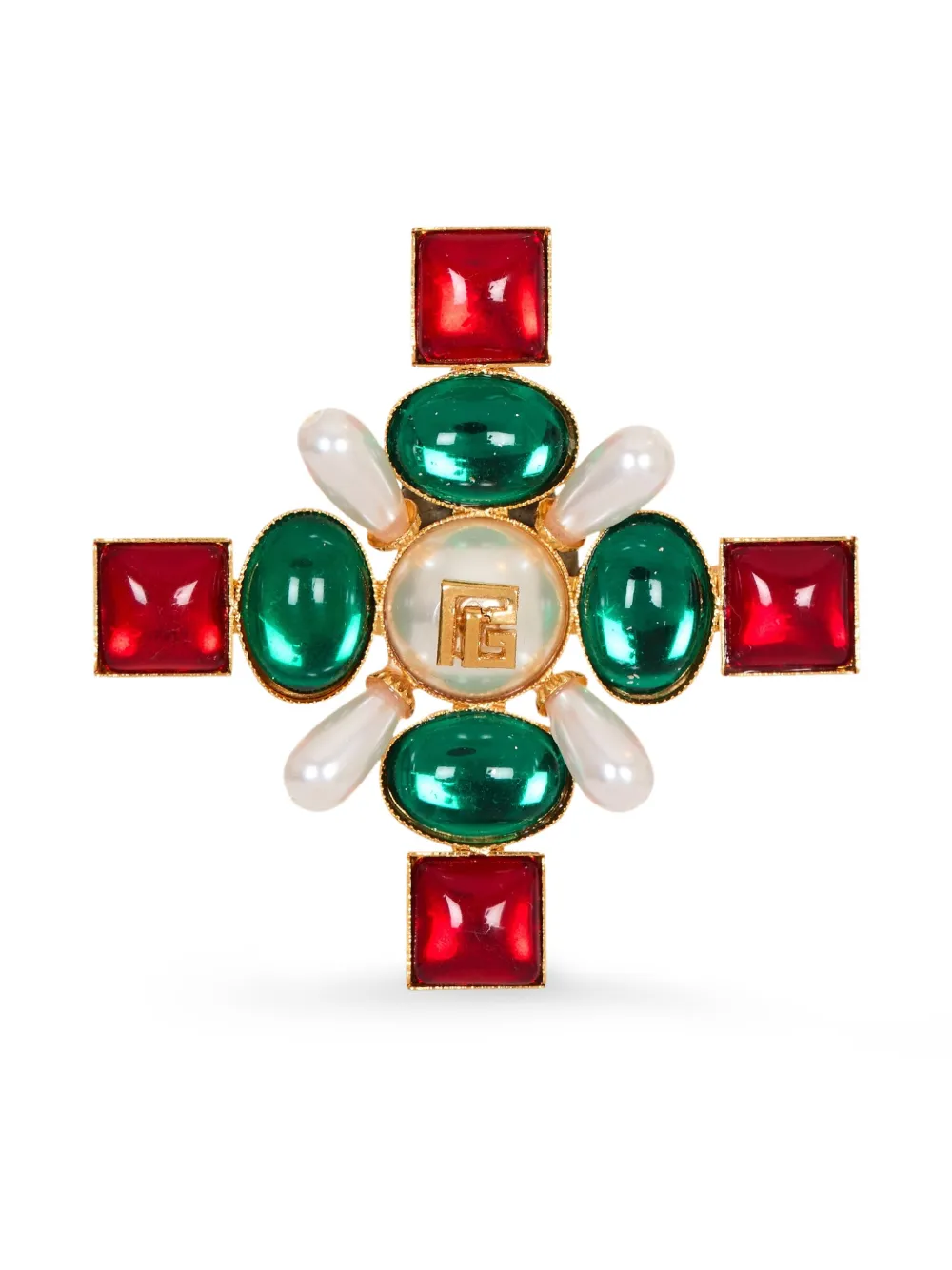 Balmain Baroque bead and crystal brooch | Gold | Image 1