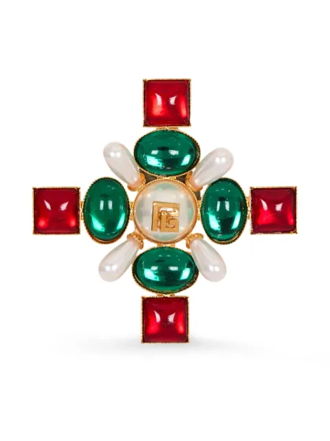 Balmain Baroque bead and crystal brooch