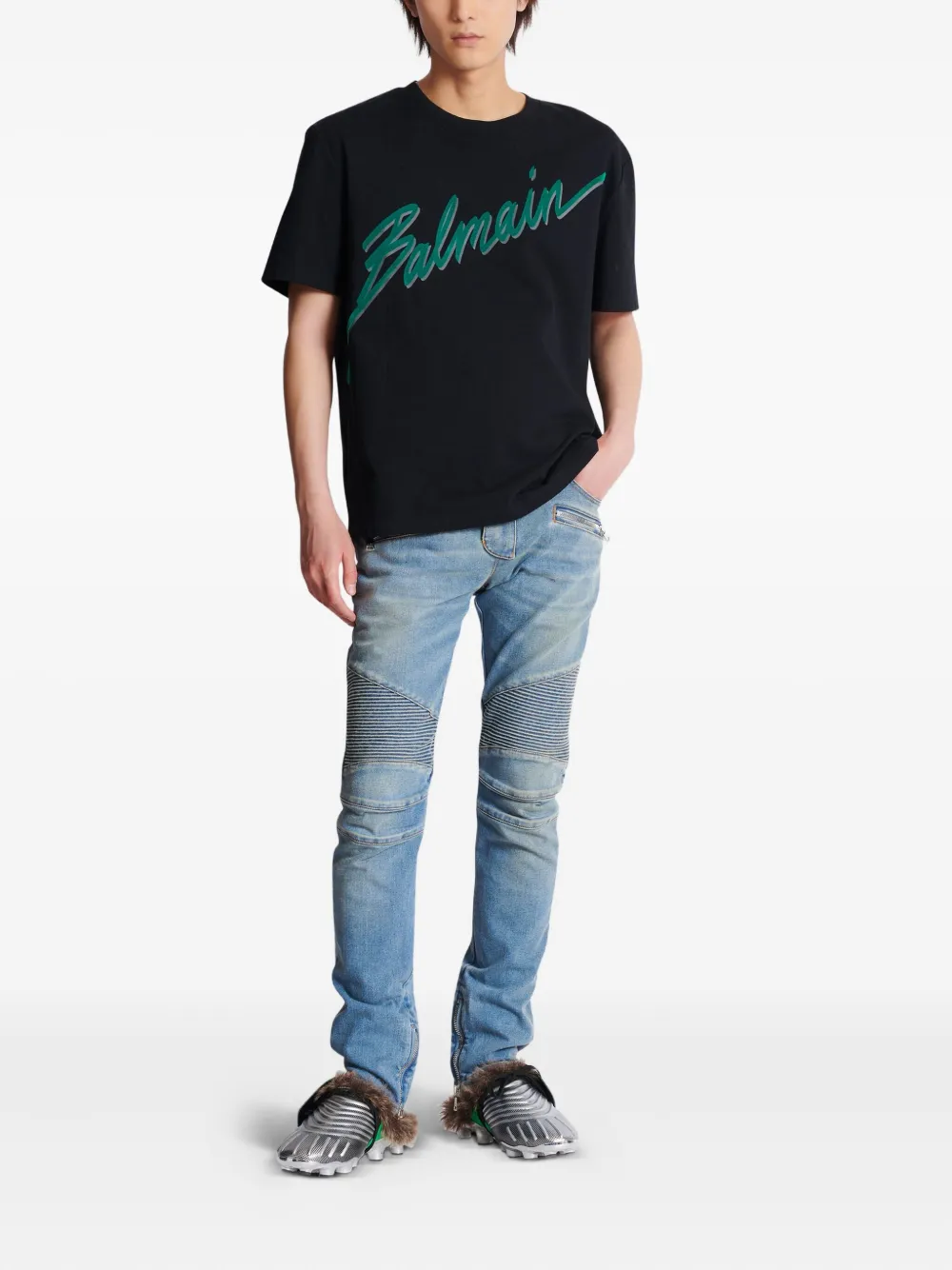 Balmain T-shirt met logoprint - Zwart