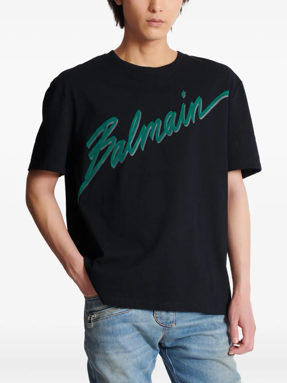 Shop Balmain Logo-print T-shirt
