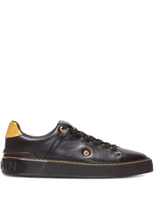 Balmain B-court Leather Sneakers in Black